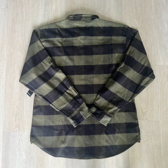 NWT Burnside Mens Flannel Green/Black Plaid Shirt Sz XL Rustic Outdoors Western - Picture 2 of 5